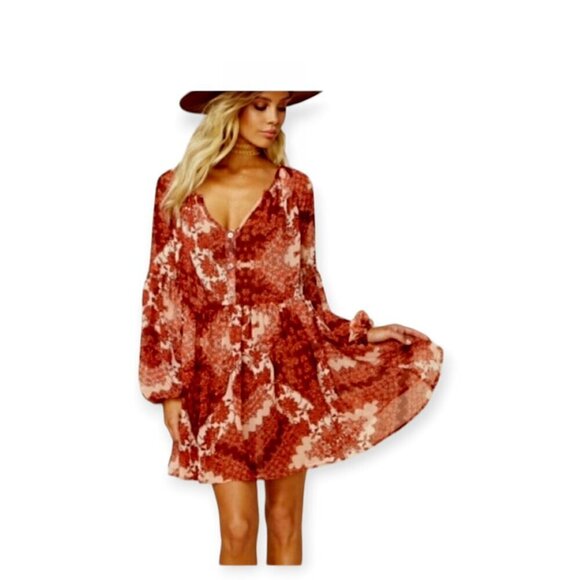 Show Me Your MuMu Sienna Swing Dress M Bohemian Beach - Picture 3 of 14